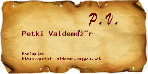 Petki Valdemár névjegykártya